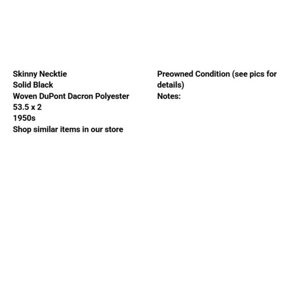Vtg Skinny Necktie Solid Black Woven DuPont Dacron 53.5 x 2 Suit Punk New Wave - Picture 3 of 6